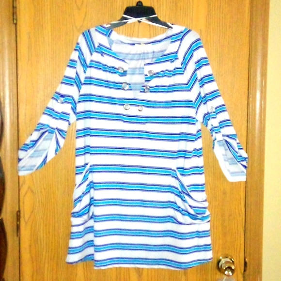 Sandiva Other - Striped Loose FiT cover-up w/ adjustable sleeve length button attachment SIZE:XL